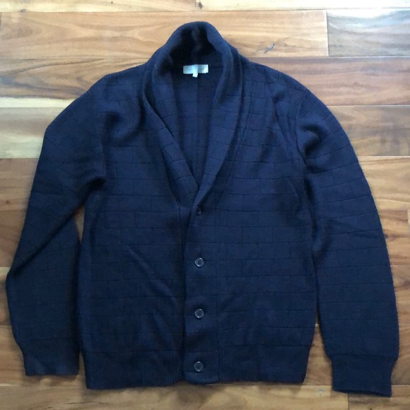 Shades of Greige textured sweater cardigan. Navy, size large - Picture 1 of 4